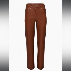 Aritzia Wilfred Melina Cognac Brown Vegan Leather Pant, Size 2, Short
